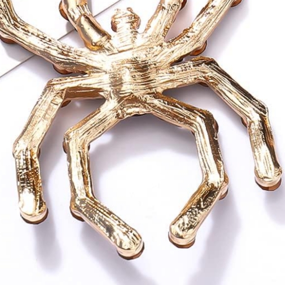 Black Rhinestone Spiders CZ Crystal Post Earrings Gothic Spider Rhinestones New - Picture 6 of 7